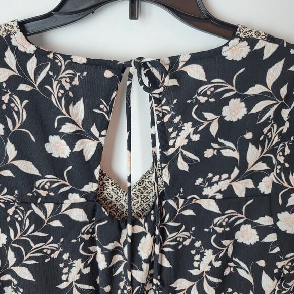 Maurices Dark Floral Long Bell Sleeve Mini Dress Size Small Boho Whimsigoth - Picture 8 of 10